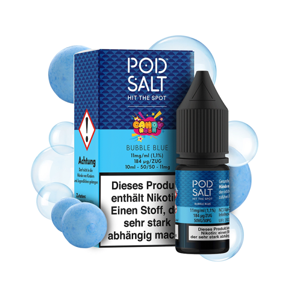 Pod Salt Fusion - Bubble Blue Liquid 10ml 11mg/ml NicSalt