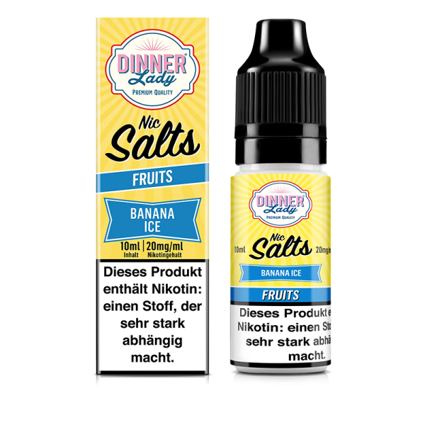 Dinner Lady Nic Salt - Banana Ice Liquid 10ml 10mg/ml