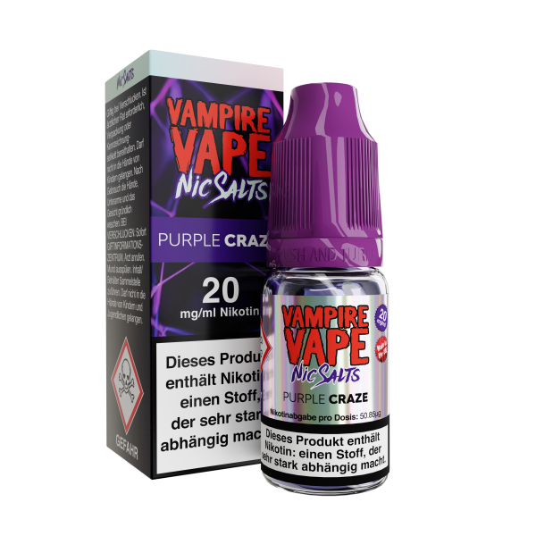 Vampire Vape Nic Salt - Purple Craze Liquid 10ml - 10mg/ml