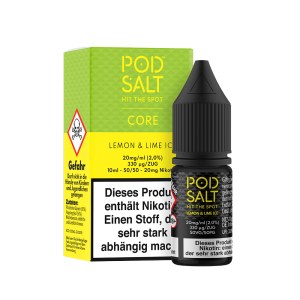 Pod Salt Core - Lemon & Lime Ice Liquid 10ml 11mg/ml