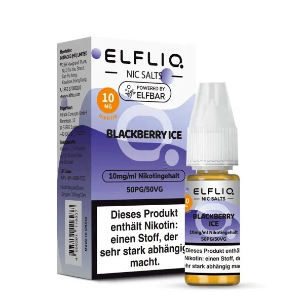 Elfliq by Elfbar Nic Salt - Blackberry Ice Liquid 10ml - 10mg/ml