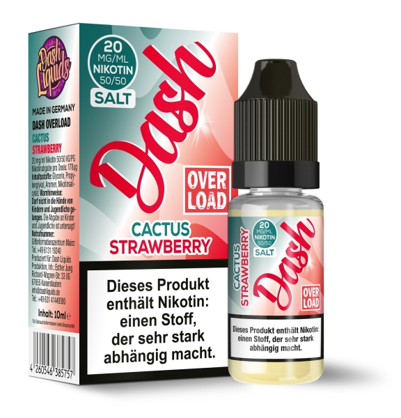 Dash Overload Nic Salt - Cactus Strawberry Liquid 10ml 20mg/ml