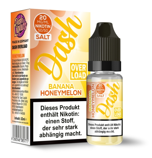Dash Overload Nic Salt - Banana Honeymelon Liquid 10ml 10mg/ml