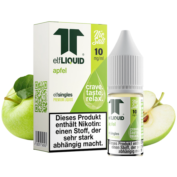 elfLIQUID - elfsingles - 10ml NicSalt Liquid 10mg - Apfel