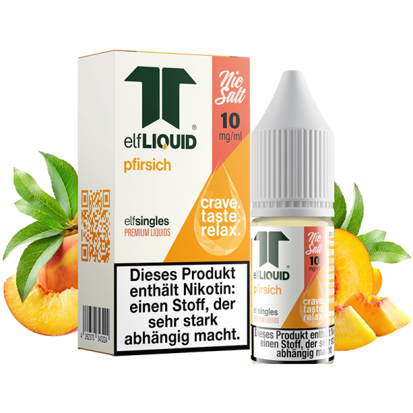 elfLIQUID - elfsingles - 10ml NicSalt Liquid 10mg - Pfirsich