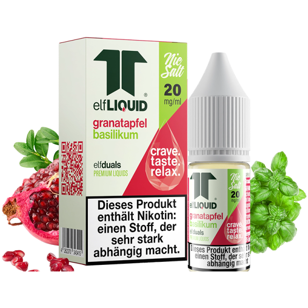 elfLIQUID - elfduals - 10ml NicSalt Liquid 20mg - Granatapfel Basilikum