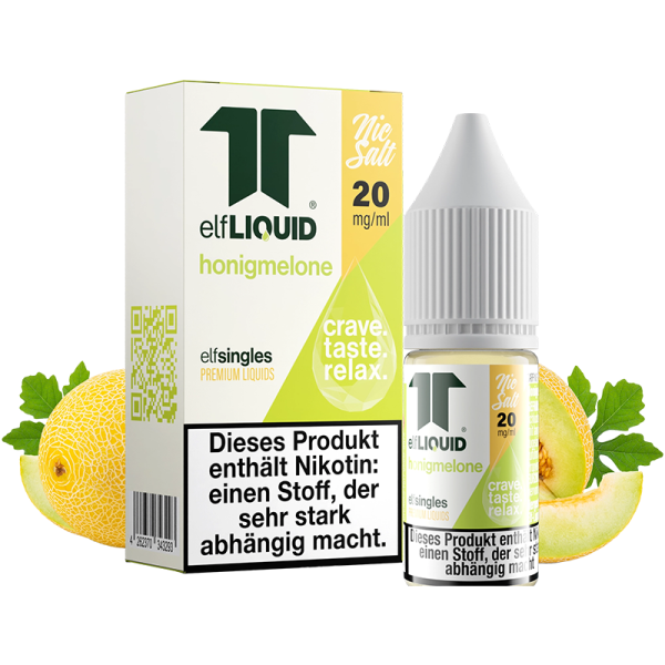 elfLIQUID - elfsingles - 10ml NicSalt Liquid 20mg - Honigmelone
