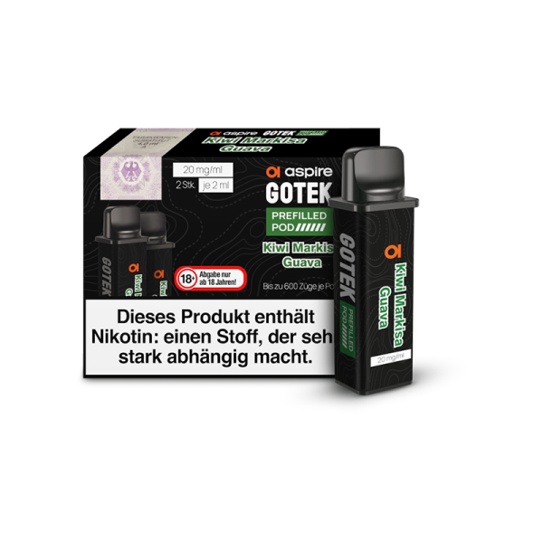 Aspire - GoTek Pod Kiwi Markisa Guava 20mg/ml (2 Stück pro Packung)